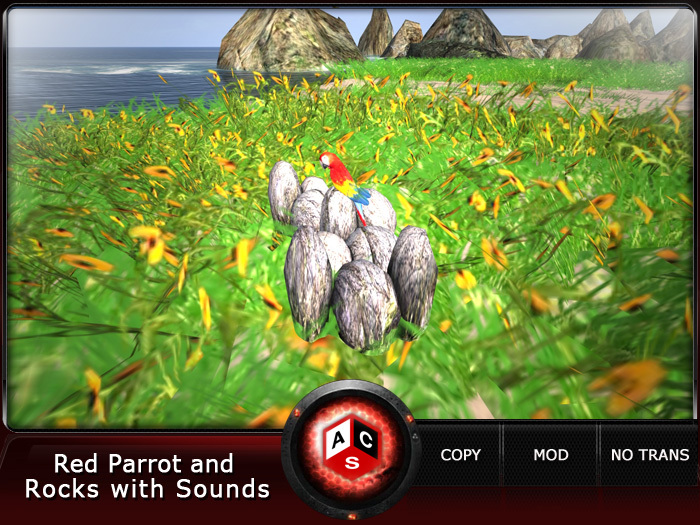 ACS Red Parrot and Rocks with Sounds