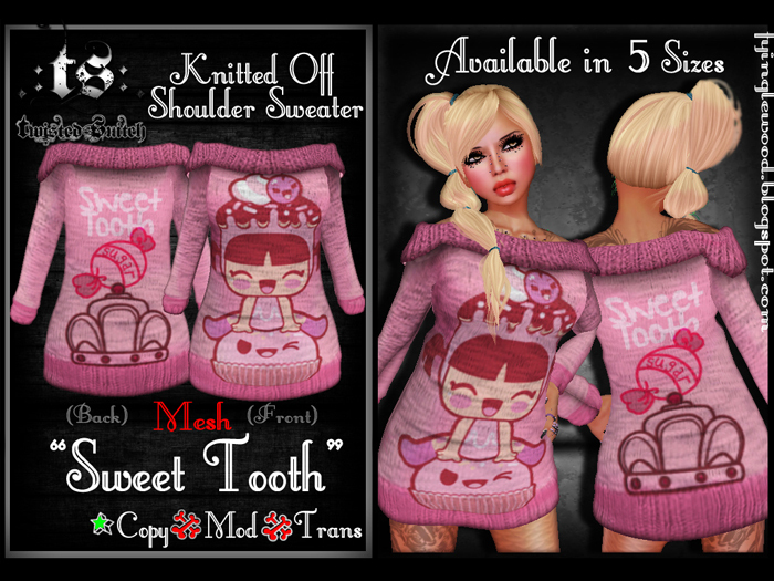 .:TS:. Sweet Tooth Knitted Off Shoulder Sweater 