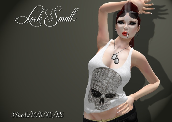 ::Look Small::Mesh Ladies Tank Top Skull Silver