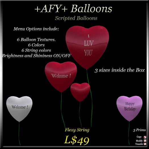 +AFY+ Balloons  - Multi texture (Valentine's Day gift)
