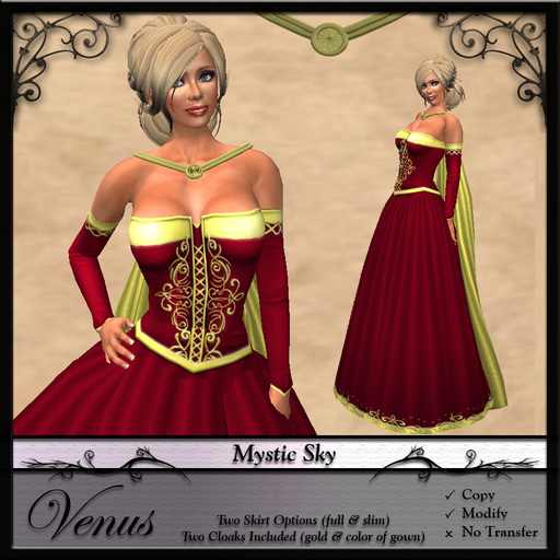 Medieval Fantasy Gown by ~Mystic Sky~ Venus Gown: Ruby