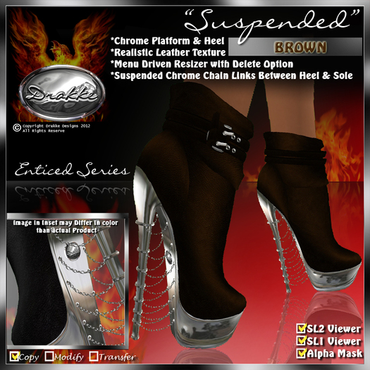 !Drakke! "Suspended" Ankle Boots(Brown)  ~Works with ALL Viewers (Comes with Alpha Masks)