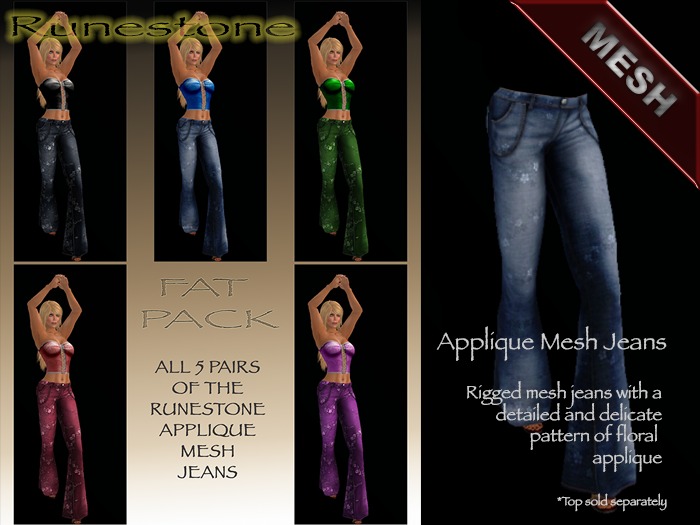 Applique Mesh Jeans (Fat Pack)