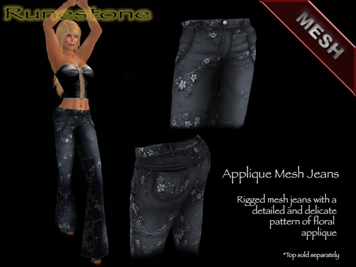 Applique Mesh Jeans (Cinder)