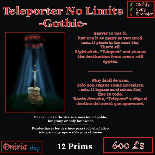 TELEPORT NO LIMITS-GOTHIC
