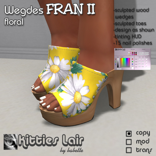 *KL* Wedges Fran II Yellow Floral