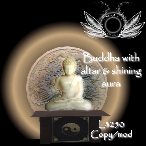 Buddha with altar and shining aura