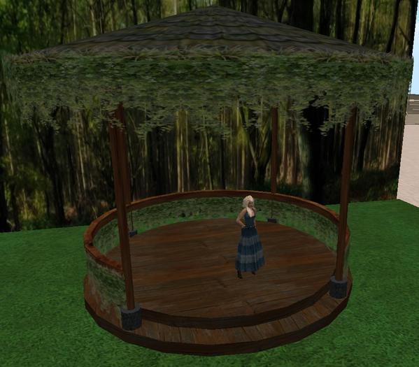 Gazebo, round, wood, dark
