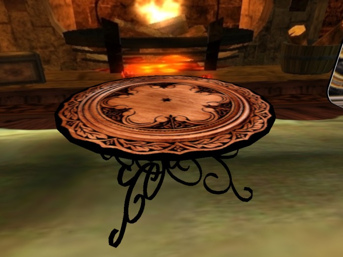 Wrought Iron Table Red Wood
