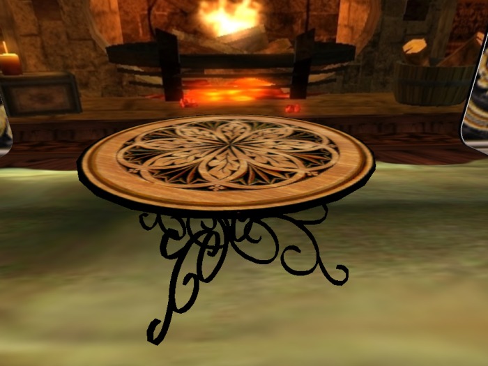 Wrought Iron Table Wood Flower