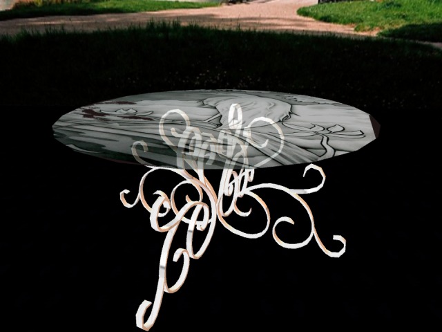 Wrought Iron Table Glass Stork