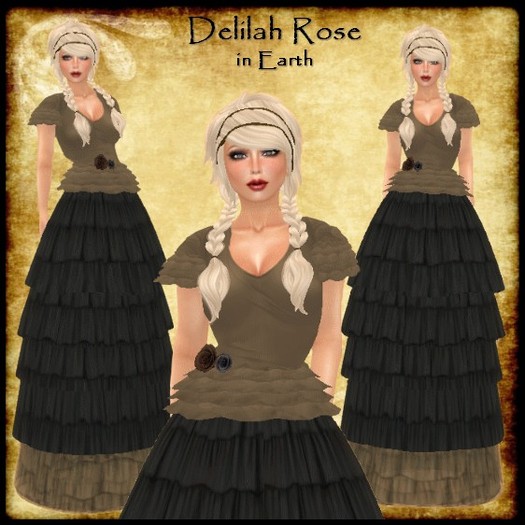 Delilah Rose in Earth Ruffled Dress Country Chic