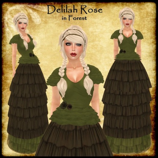 Delilah Rose in Forest Ruffled Dress Country Chic