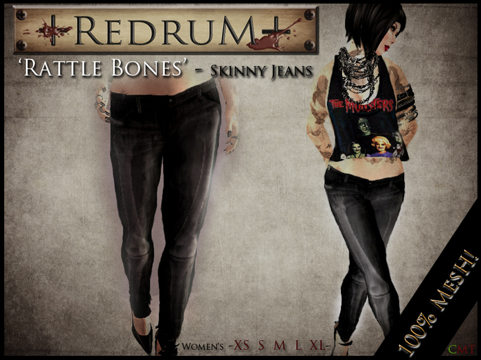 +REDRUM+ Rattle Bones Jeans - Black