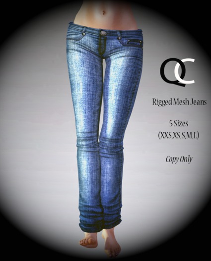 -{ QC }- Rigged Mesh Jeans - Med Blue [Usa]
