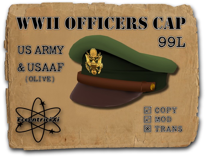~EccentriciXi~ WW2 US Army / Airforce (Olive) Officers Cap