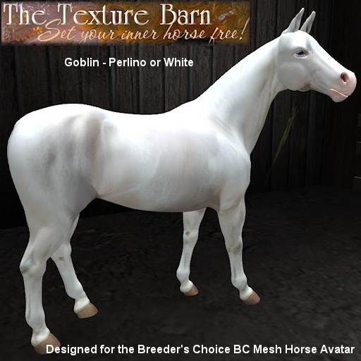 BC - Goblin - Perlino or White Texture Pack for the new Breeder's Choice Mesh Horse Avatar