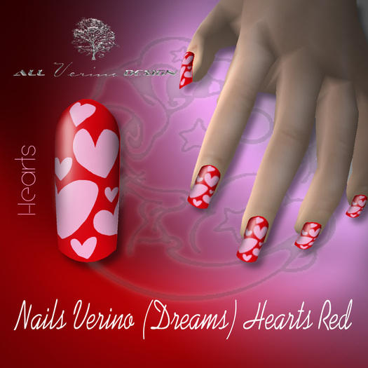 Nails Verino (Dreams) Hearts Red