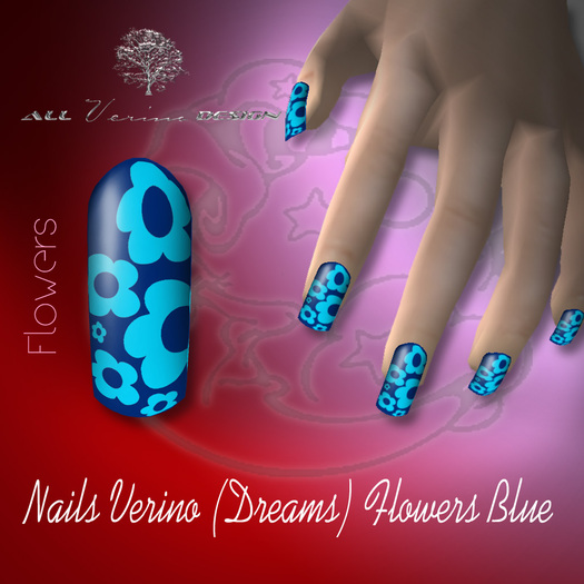Nails Verino (Dreams) Flowers Blue