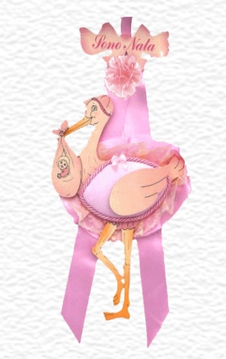 Stork with pink bow