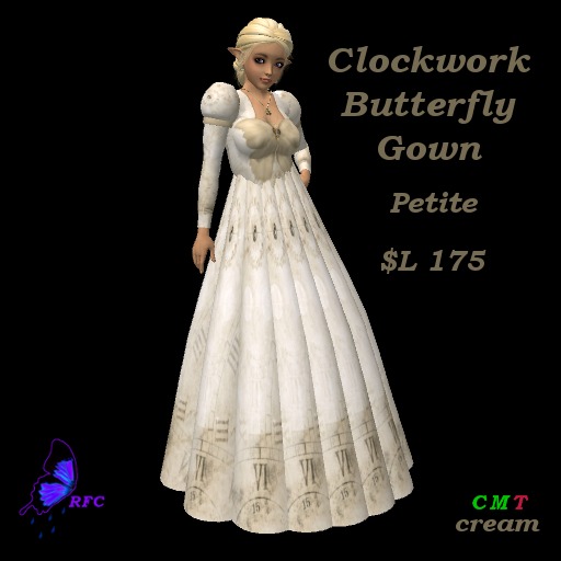 Petite ClockworkButterfly Gown-Cream