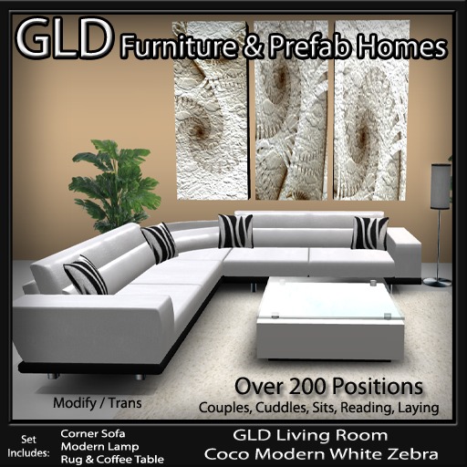 GLD Living Room Coco Modern White Zebra