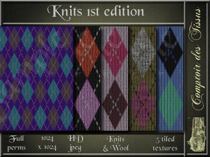 Knit - 1st edition  - 5 FULL PERMS tiled textures