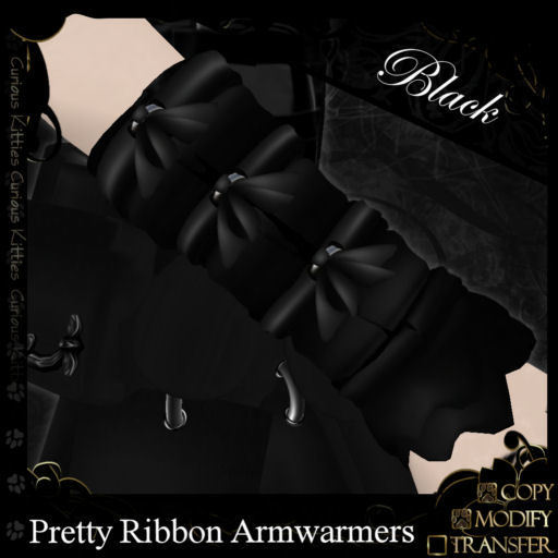 =^.^= Curious Kitties - Pretty Ribbon Armwarmers - Black