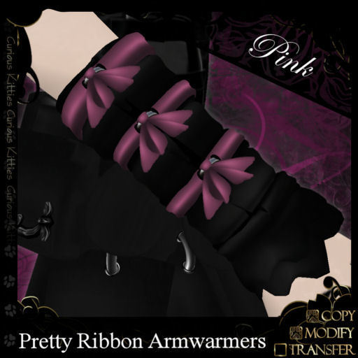 =^.^= Curious Kitties - Pretty Ribbon Armwarmers - Pink