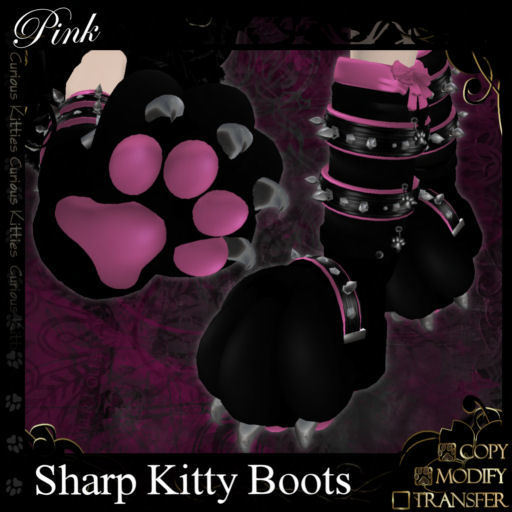 =^.^= Curious Kitties - Sharp Kitty Boots - Pink tagGoth
