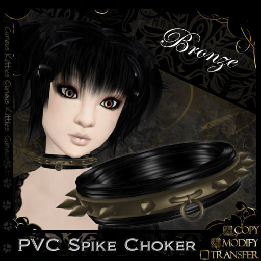 =^.^= Curious Kitties - PVC Spike Choker - Bronze