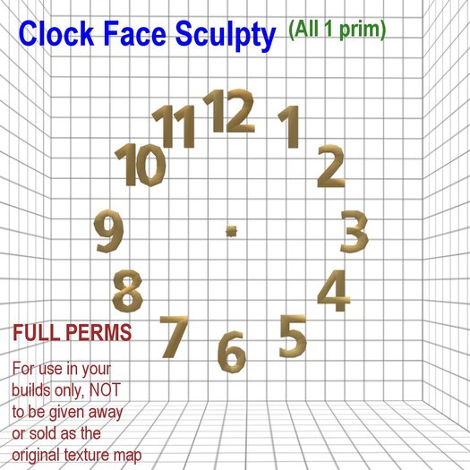 Clock Face Sculpty Map Full Perms