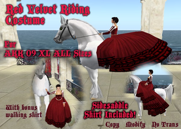 Red Velvet Riding Habit -ALL AKK XL09 Horses