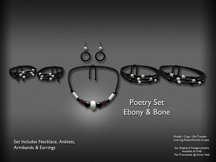 !SSD ~ Frills ~ Poetry Jewelry Set (Ebony & Bone)