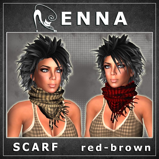:ENNA: SCARF - karo red - brown 