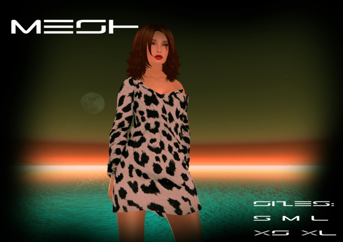 50%! Short Sweater Dress - Off Shoulder - SnowLeopard