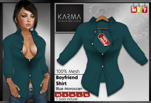 Karma - Blue Moroccan - Mesh Boyfriend Shirt - 5 Sizes include