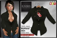 Karma - Chemise Boyfriend - Vert Armée - 5 Tailles incluses