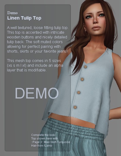 ::Page 3:: Rigged Mesh Linen Tulip Top - Demo