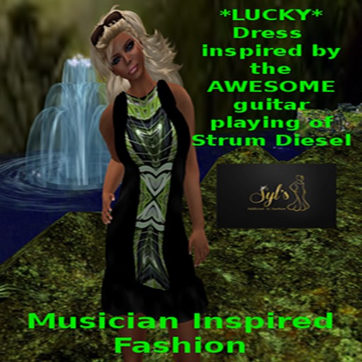 Second Life Marketplace - Syl's Strum Diesel Green Guitar Dress (gift bag)