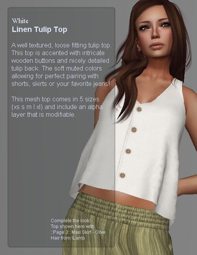 ::Page 3:: Rigged Mesh Linen Tulip Top - White