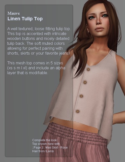 ::Page 3:: Rigged Mesh Linen Tulip Top - Mauve