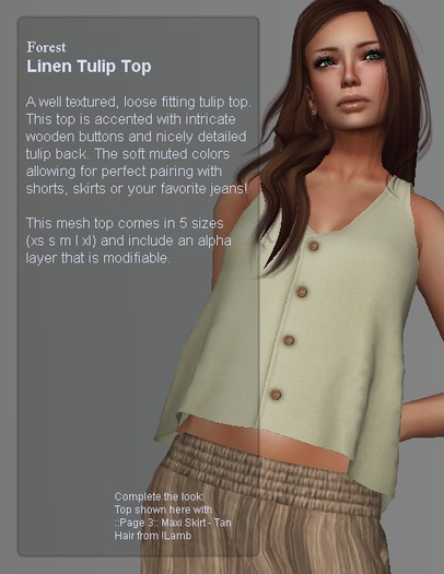 ::Page 3:: Rigged Mesh Linen Tulip Top - Forest