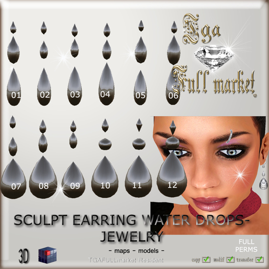 SCULPT EARRING WATER DROPS JEWELRY