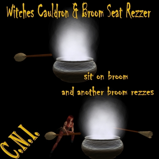 Halloween Witches Cauldron rezzes Broom seats