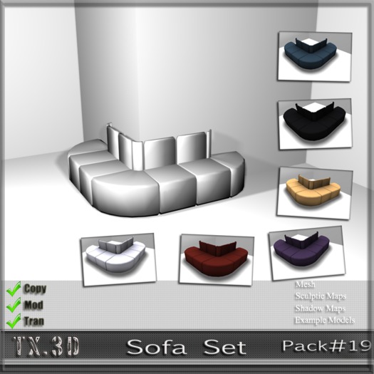 TX3D :: Sofa Set 19 - Sculpt - Mesh