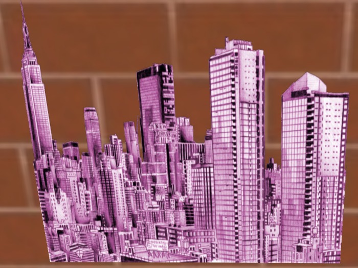 Pink Skyline wall decal