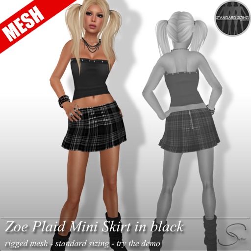 [Stellar] Zoe Plaid Mini Skirt (mesh) in black