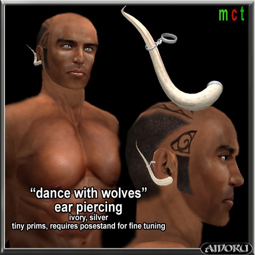 AIDORU dance with wolves ear ornament for him 