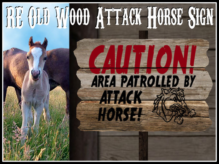 RE Old Wood Attack Horse Sign - Free! Decor/Decoration